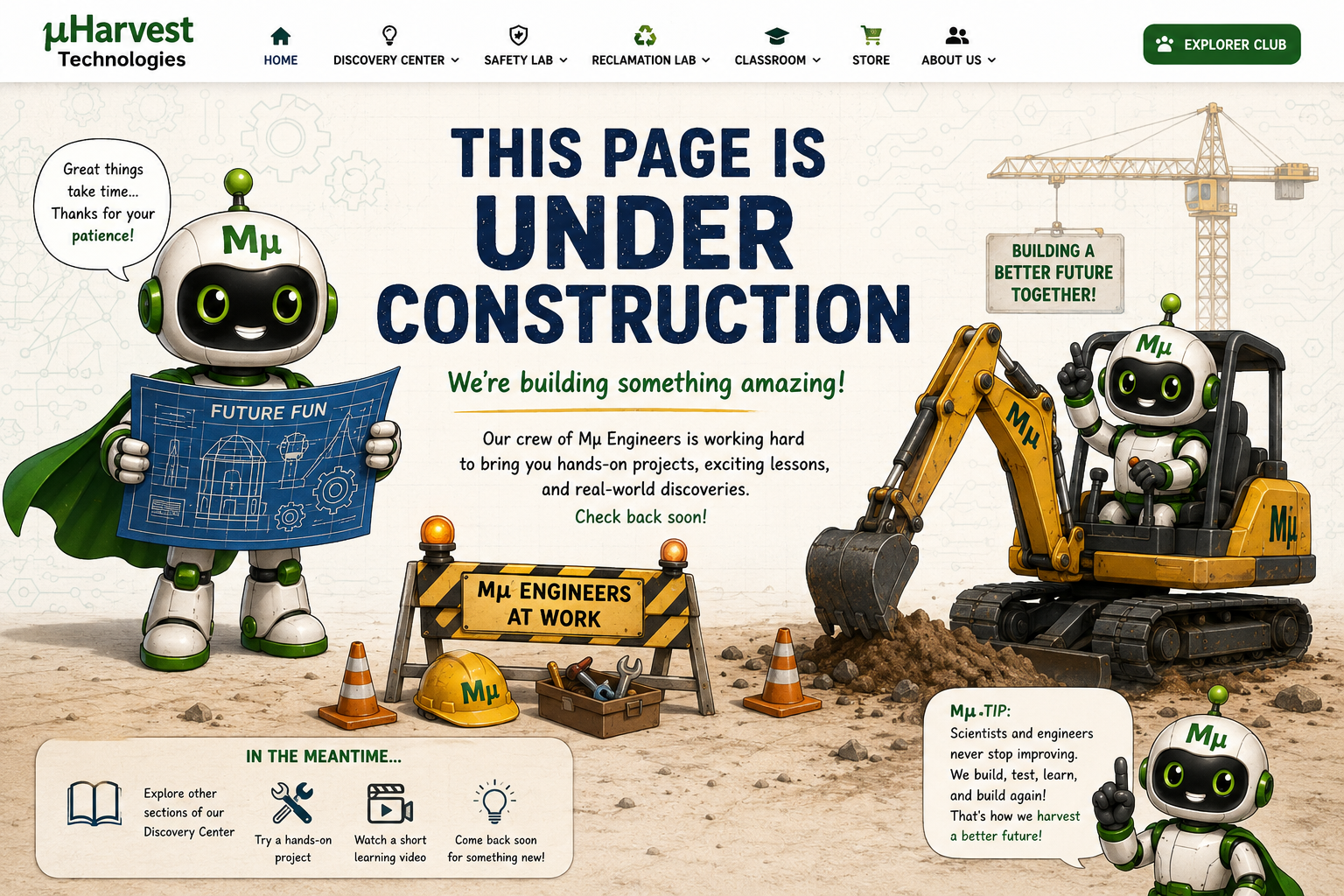 Mμ robots working on an under construction page